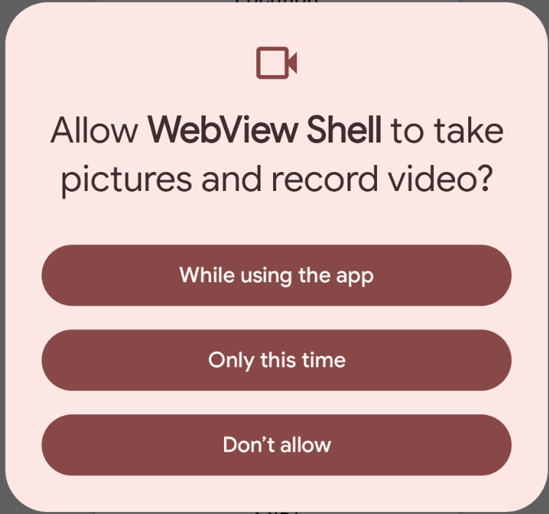 Camera permission prompt